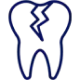 Cracked tooth icon representing dental damage and need for repair services